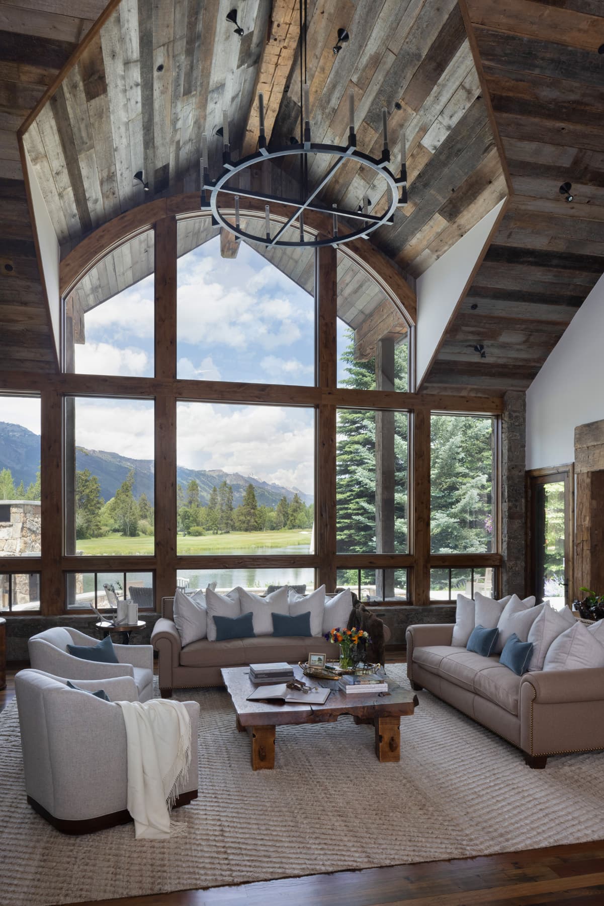 Beautiful Stonework and rustic details make the Light and Bright Interior Design Project by Nida Risto Interiors in Jackson Wyoming spectacular interior design. 