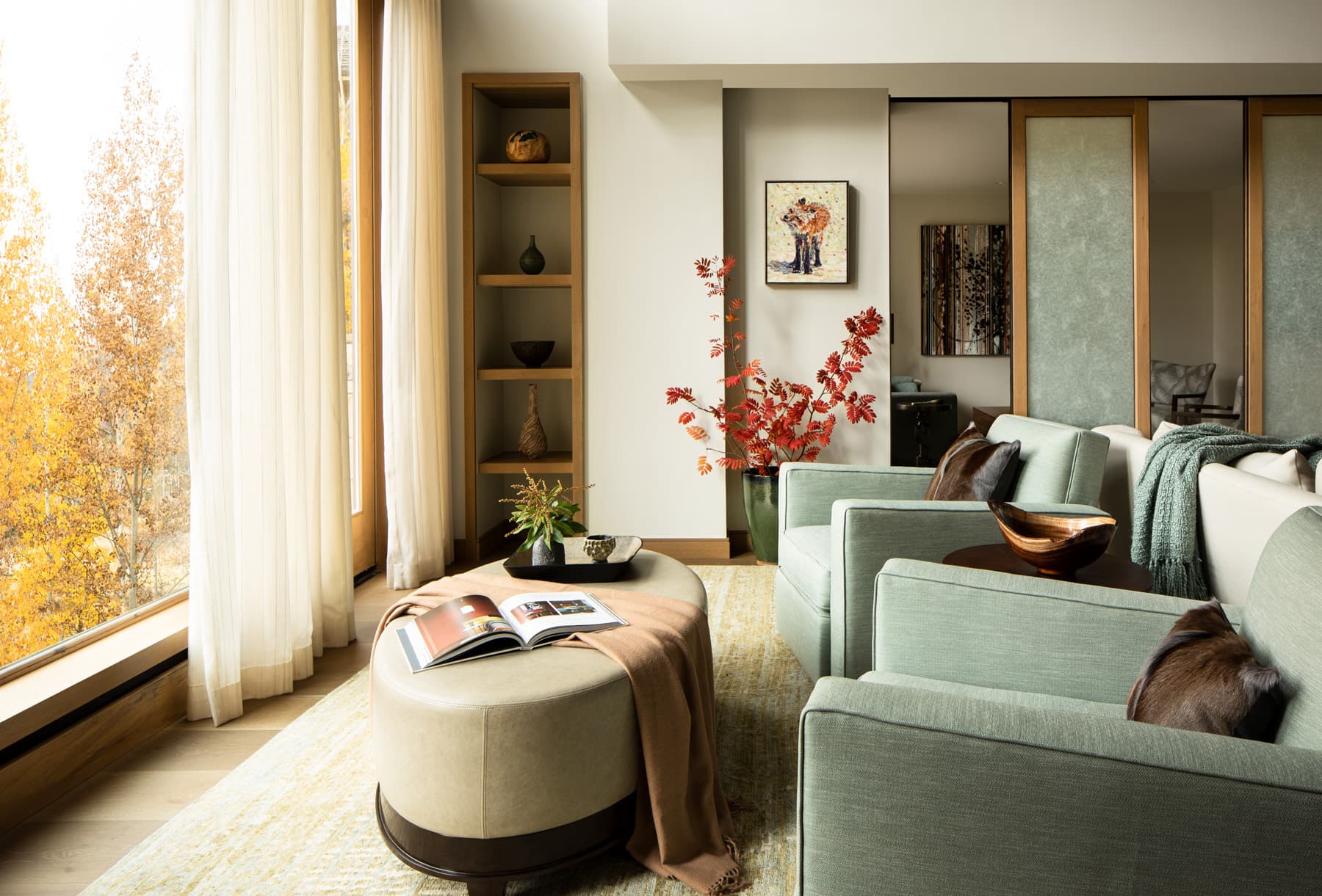 Nida Risto Interior Design in Jackson Hole designed a rustic elegance in the Slopeside Modern Project at Teton Village in Wilson, Wyoming.