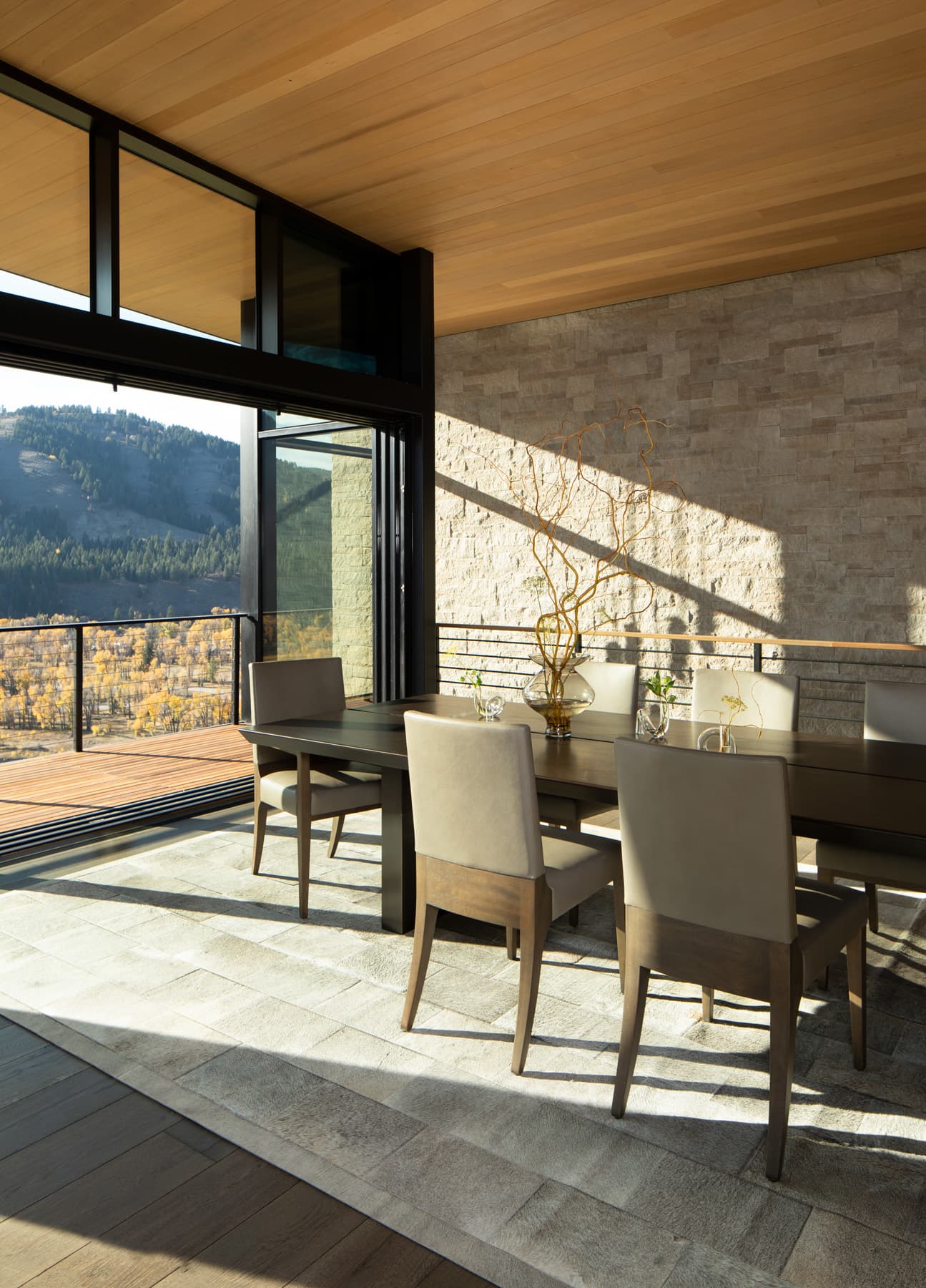 Nida Risto Interior Design in Jackson Hole designed a rustic elegance in the River Bend Project in Snake River Sporting Club in Jackson Wyoming.